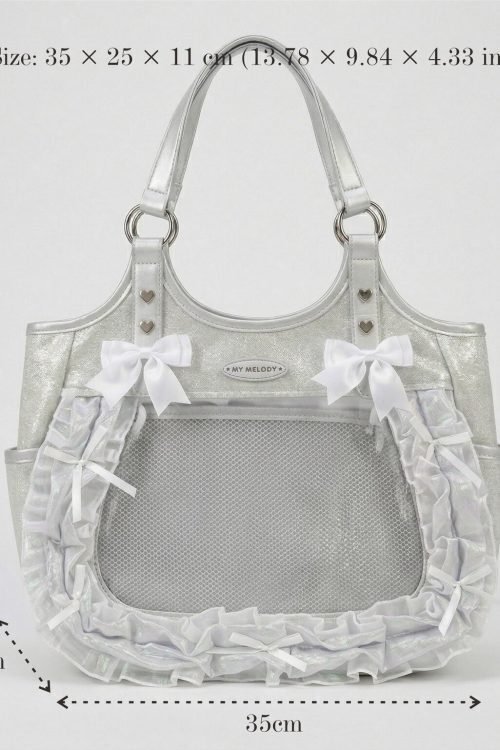 Large Pink Kawaii Y2K Ita Backpack with Clear Window for Plushies and Pins