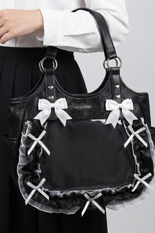 Large Pink Kawaii Y2K Ita Backpack with Clear Window for Plushies and Pins