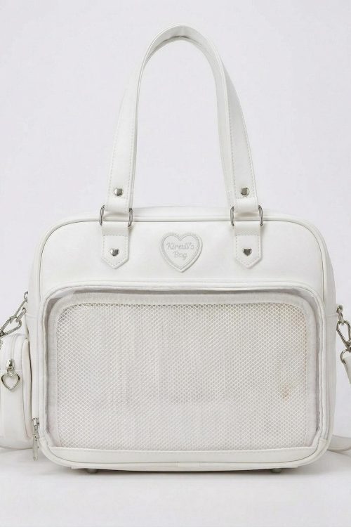 Large Pink Kawaii Y2K Ita Handbag with Clear Window for Pin Display