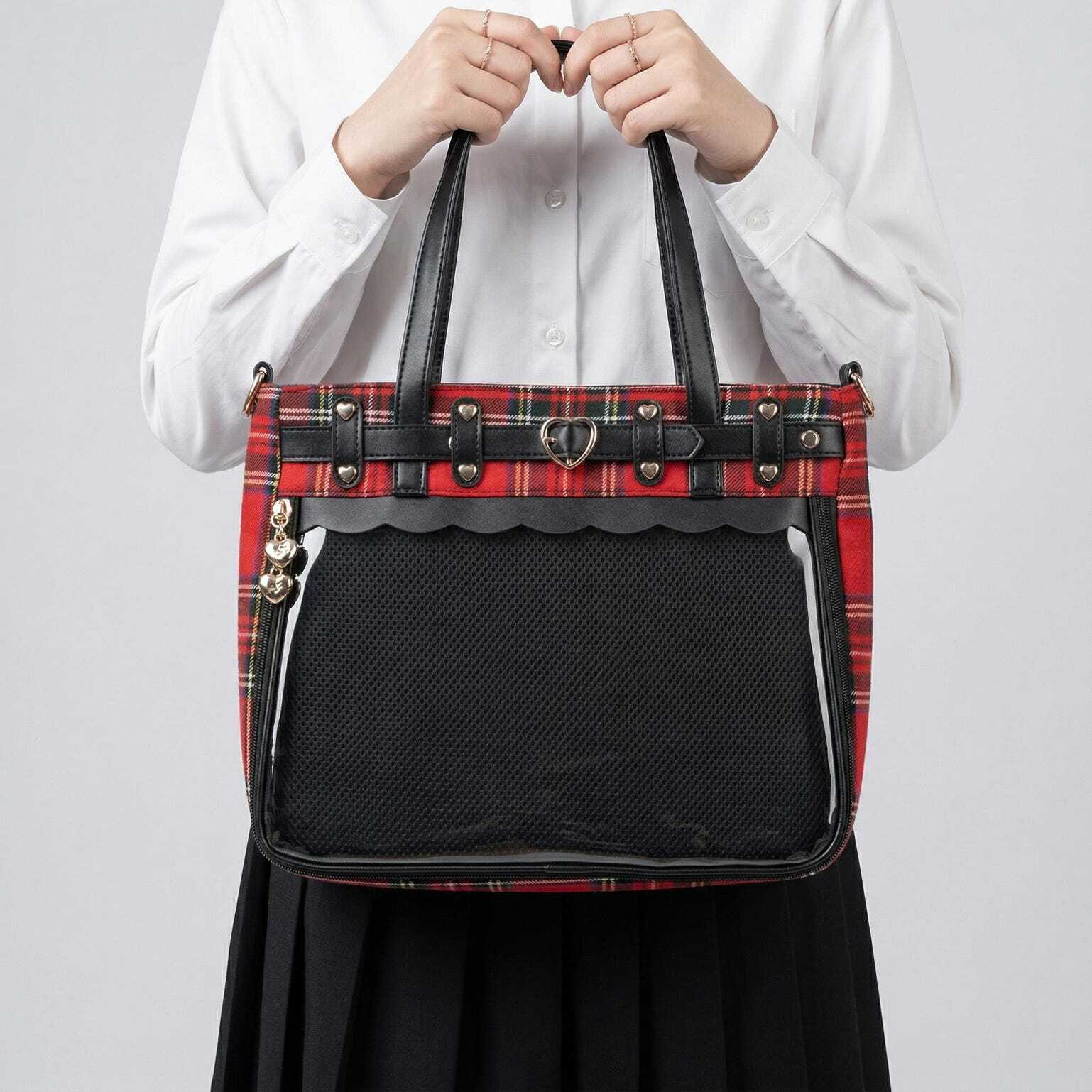 Large Pink Kawaii Y2K Ita Handbag with Clear Window for Pin Display Large Pink Kawaii Y2K Ita Handbag with Clear Window for Pin Display