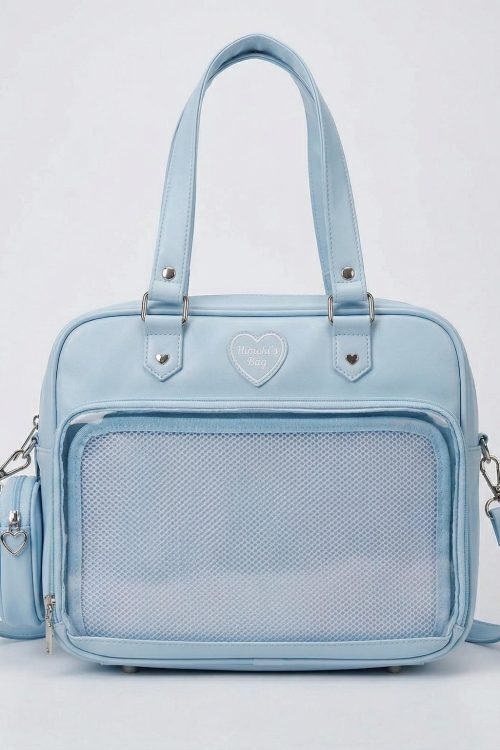 Large Pink Kawaii Y2K Ita Handbag with Clear Window for Pin Display