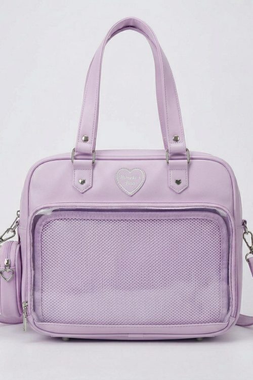 Large Pink Kawaii Y2K Ita Handbag with Clear Window for Pin Display