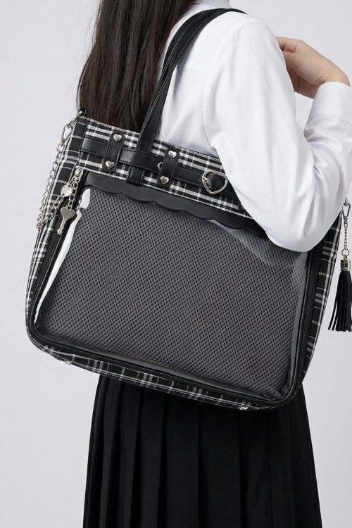 Large Pink Kawaii Y2K Ita Handbag with Clear Window for Pin Display