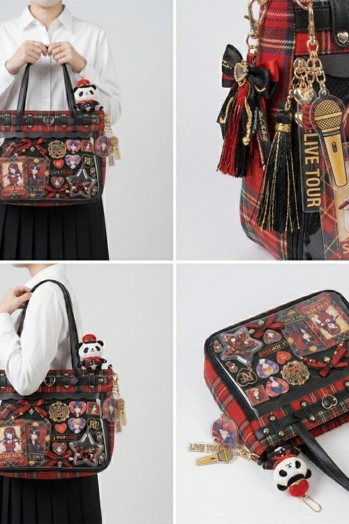 Large Pink Kawaii Y2K Ita Handbag with Clear Window for Pin Display