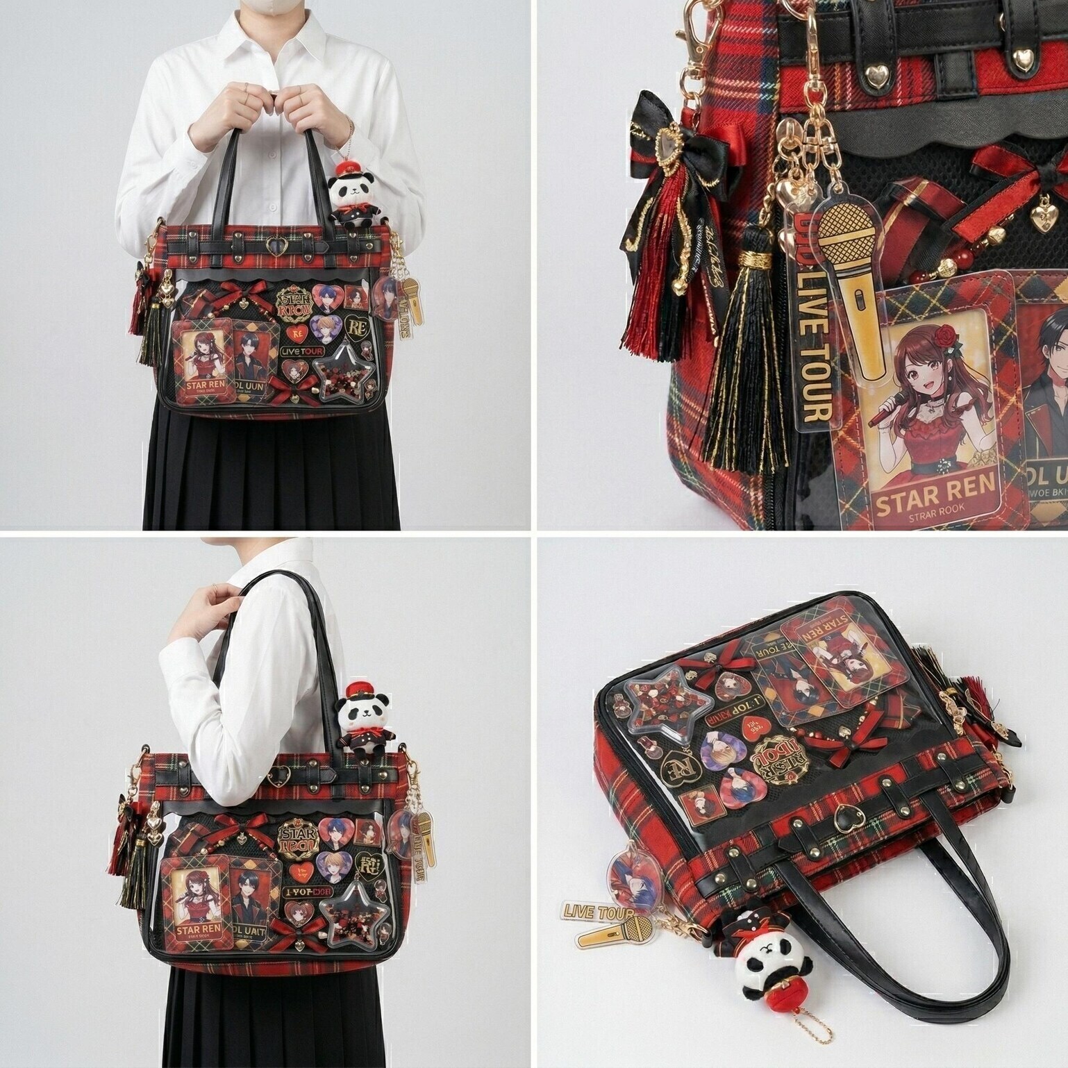 Large Pink Kawaii Y2K Ita Handbag with Clear Window for Pin Display Large Pink Kawaii Y2K Ita Handbag with Clear Window for Pin Display