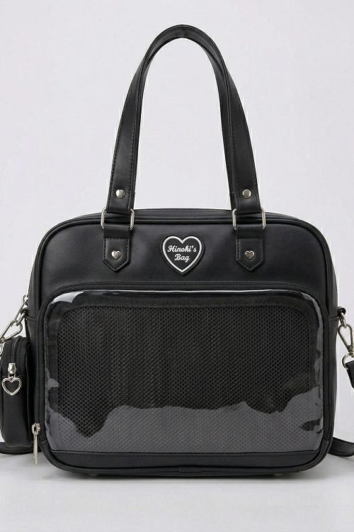 Large Pink Kawaii Y2K Ita Handbag with Clear Window for Pin Display