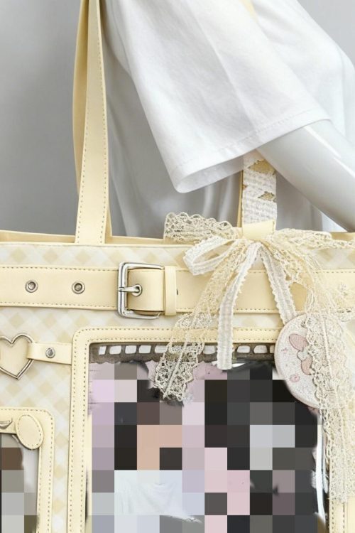 Large Pink Y2K Ita Shoulder Bag with Clear Window for Plushies and Pins