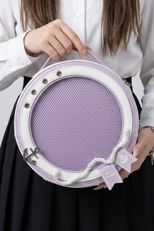 Large Purple Kawaii Y2K Ita Backpack with Clear Window for Pin Display