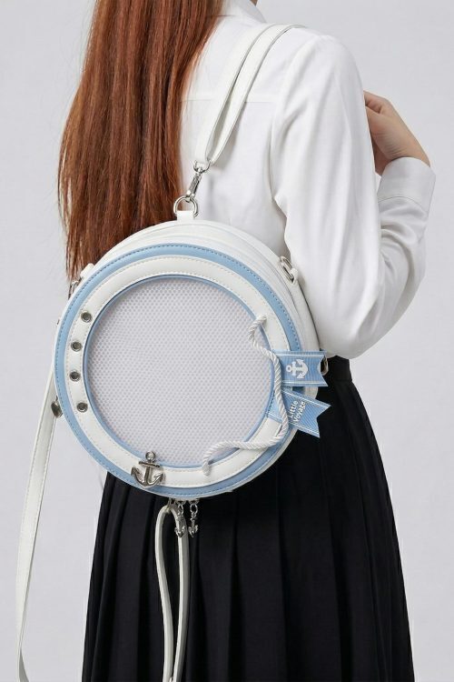 Large Purple Kawaii Y2K Ita Backpack with Clear Window for Pin Display