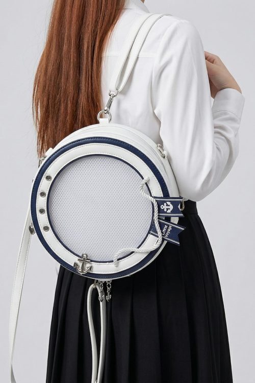 Large Purple Kawaii Y2K Ita Backpack with Clear Window for Pin Display