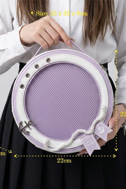 Large Purple Kawaii Y2K Ita Backpack with Clear Window for Pin Display