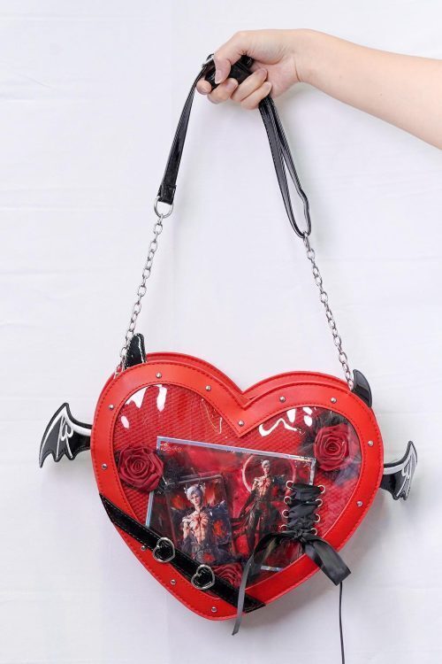 Large Red Kawaii Ita Bag with Clear Window for Pin Display