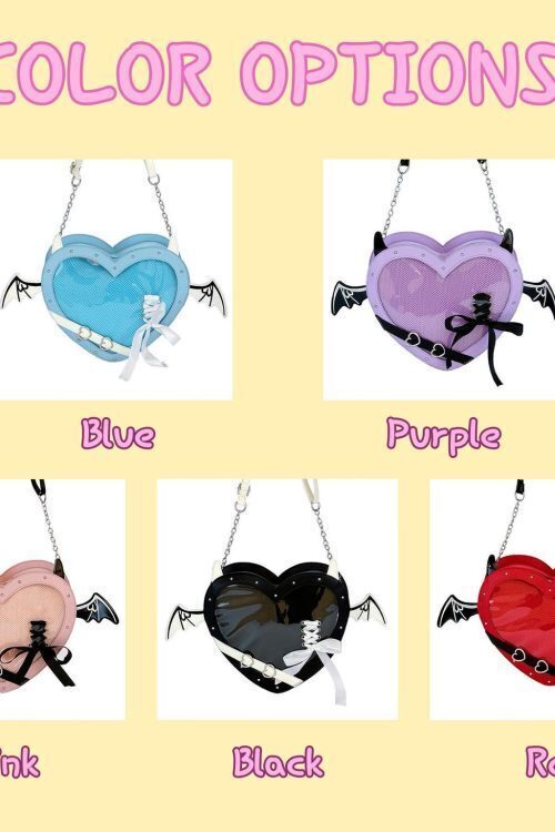 Large Red Kawaii Ita Bag with Clear Window for Pin Display