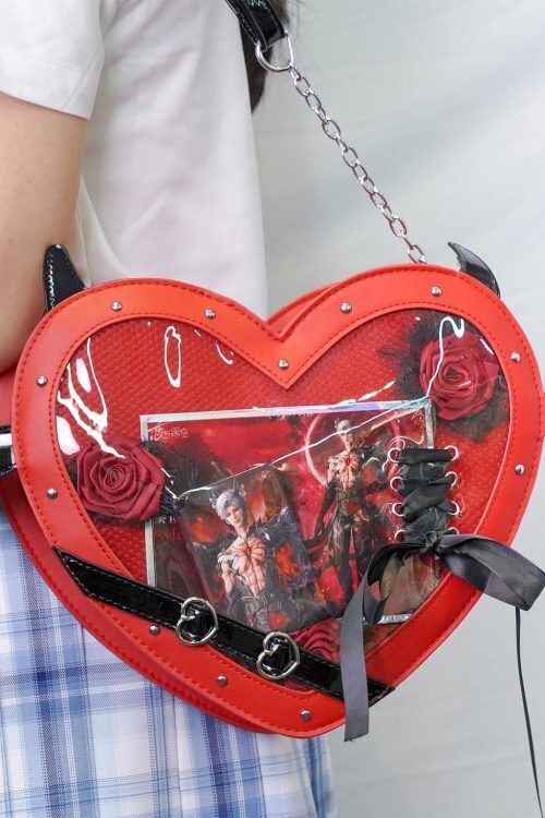 Large Red Kawaii Ita Bag with Clear Window for Pin Display