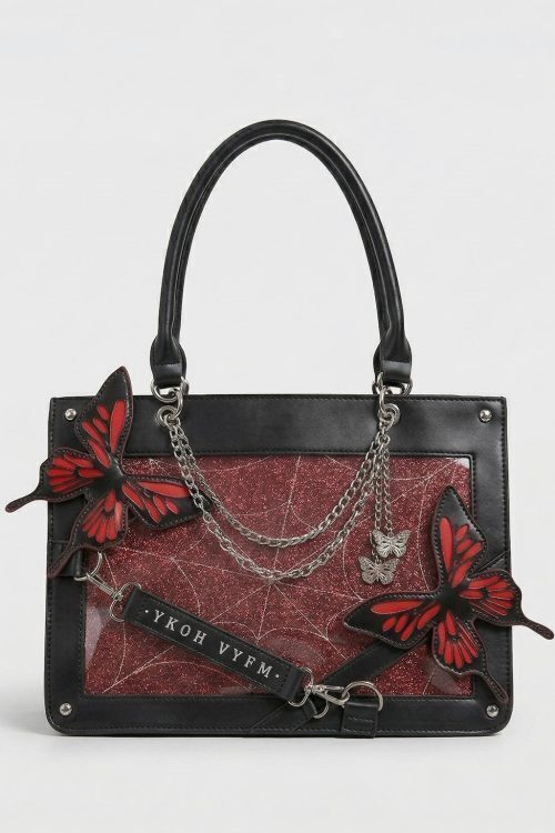 Large Red Kawaii Y2K Ita Handbag with Clear Window for Pin Display