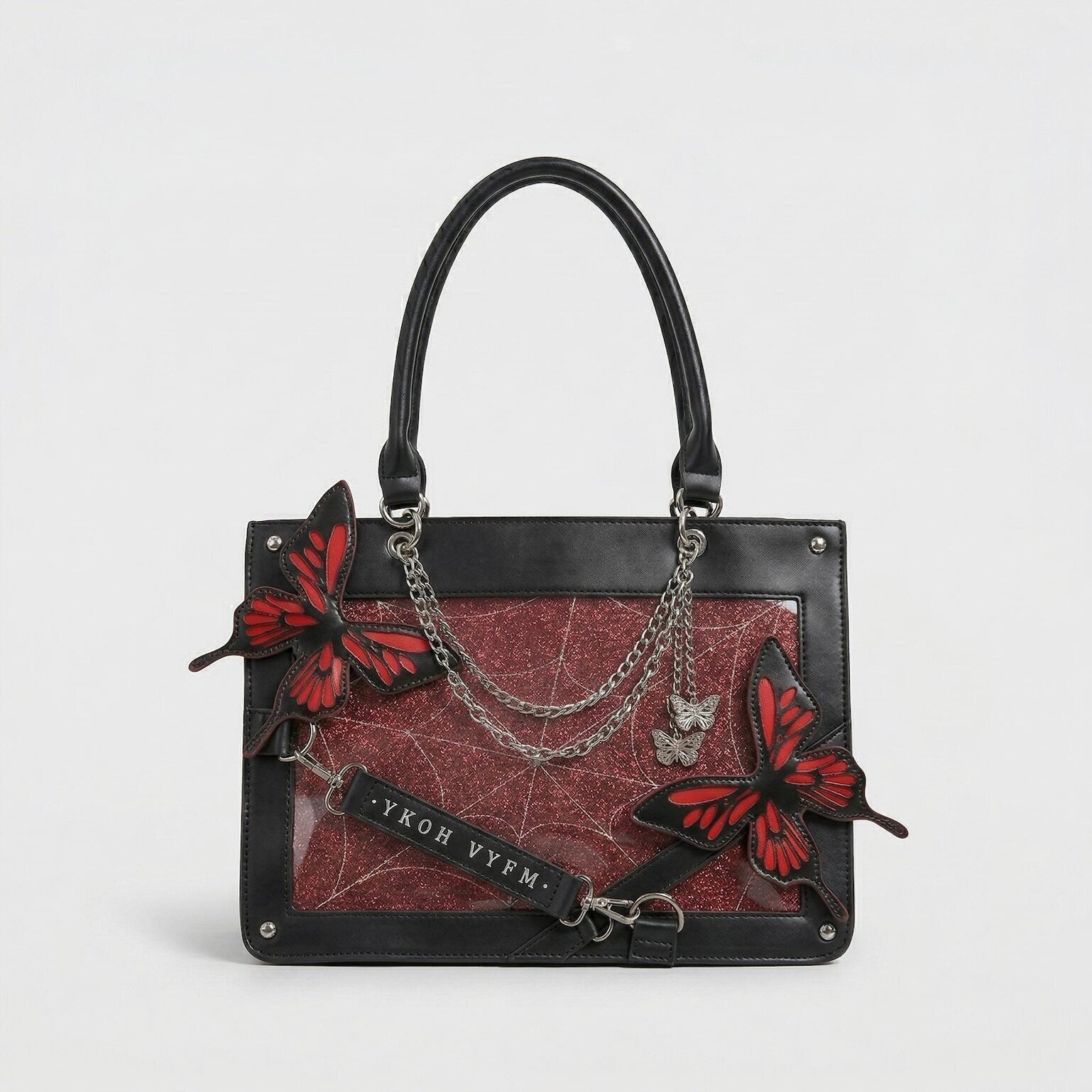 Large Red Kawaii Y2K Ita Handbag with Clear Window for Pin Display Large Red Kawaii Y2K Ita Handbag with Clear Window for Pin Display