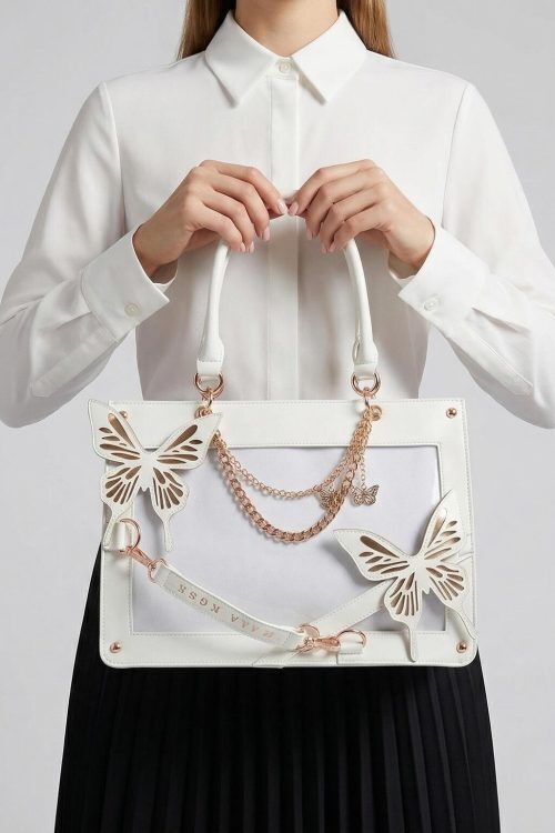 Large Red Kawaii Y2K Ita Handbag with Clear Window for Pin Display