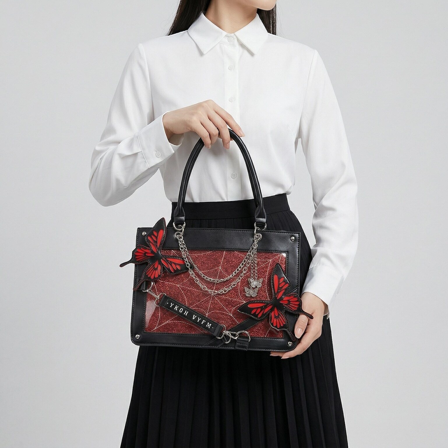 Large Red Kawaii Y2K Ita Handbag with Clear Window for Pin Display Large Red Kawaii Y2K Ita Handbag with Clear Window for Pin Display