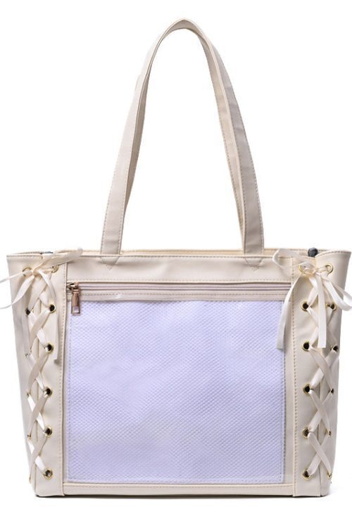 Large Ribbon Ita Tote Bag with Included Insert