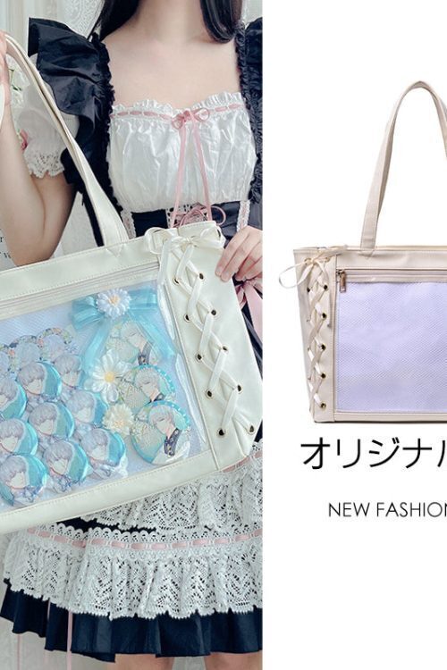 Large Ribbon Ita Tote Bag with Included Insert