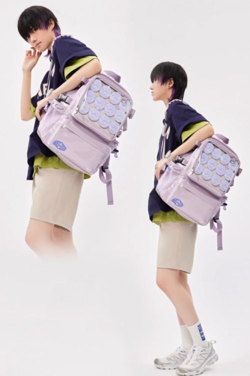 Large Silver Ita Backpack with Clear Window for Plushies and Pins