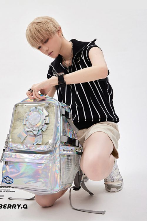 Large Silver Ita Backpack with Clear Window for Plushies and Pins