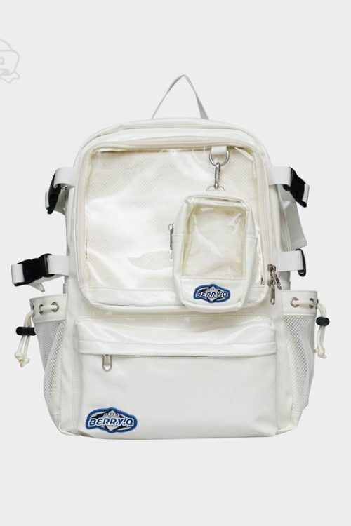 Large Silver Ita Backpack with Clear Window for Plushies and Pins
