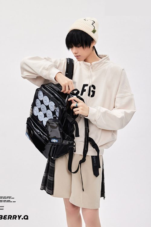 Large Silver Ita Backpack with Clear Window for Plushies and Pins