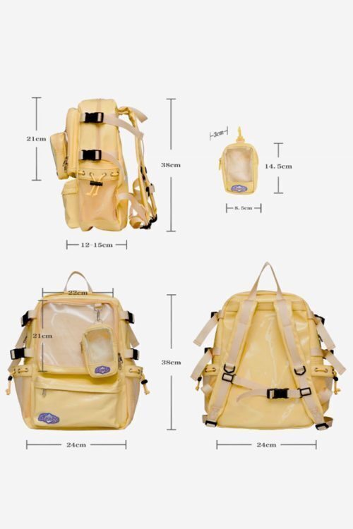 Large Silver Ita Backpack with Clear Window for Plushies and Pins