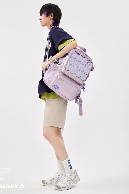 Large Silver Ita Backpack with Clear Window for Plushies and Pins