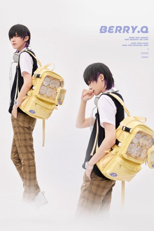 Large Silver Ita Backpack with Clear Window for Plushies and Pins