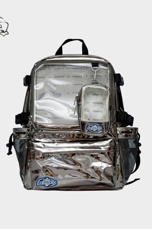 Large Silver Ita Backpack with Clear Window for Plushies and Pins