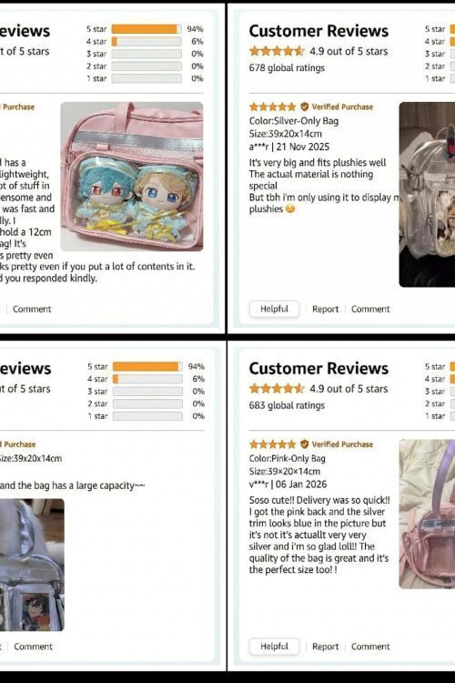 Large Silver Kawaii Y2K Ita Backpack with Clear Window for Photocards and Pins