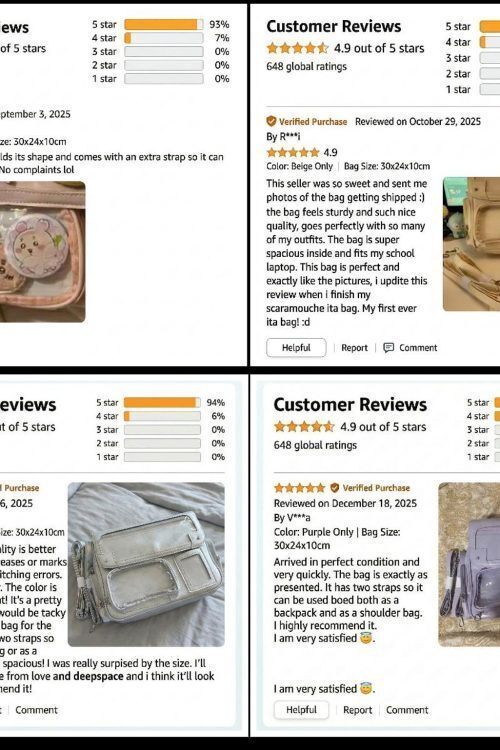 Large Silver Kawaii Y2K Ita Backpack with Clear Window for Pin Display