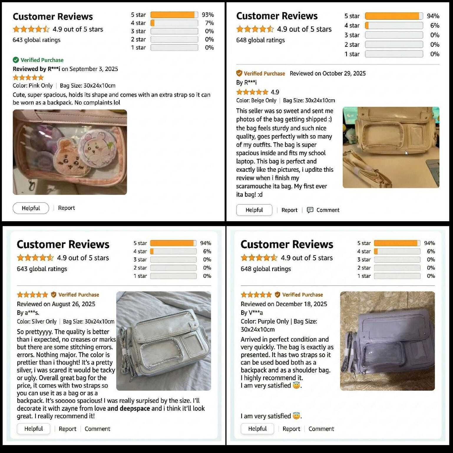 Large Silver Kawaii Y2K Ita Backpack with Clear Window for Pin Display Large Silver Kawaii Y2K Ita Backpack with Clear Window for Pin Display