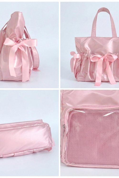 Large Silver Kawaii Y2K Ita Backpack with Clear Window for Pin Display