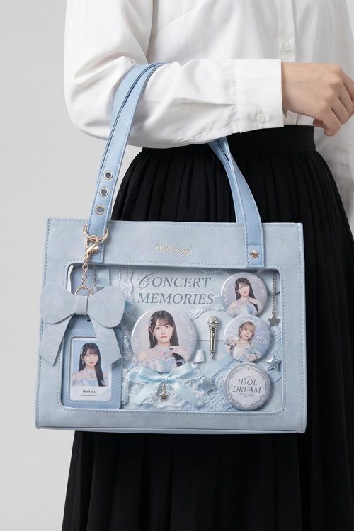 Large Silver Kawaii Y2K Ita Backpack with Clear Window for Plushies and Pins