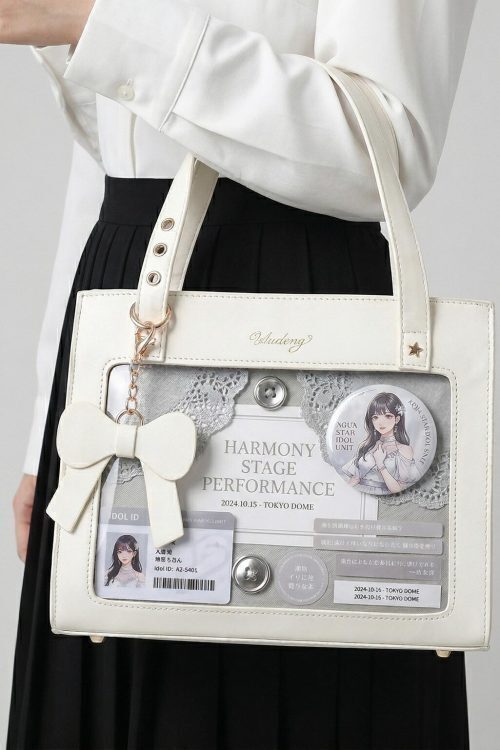 Large Silver Kawaii Y2K Ita Backpack with Clear Window for Plushies and Pins