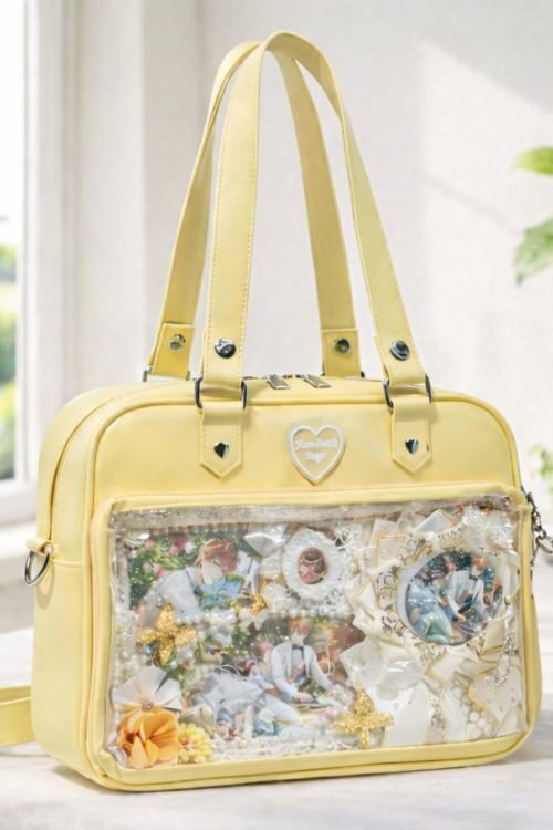 Large White Ita Messenger Bag with Clear Window for Plushies and Pins