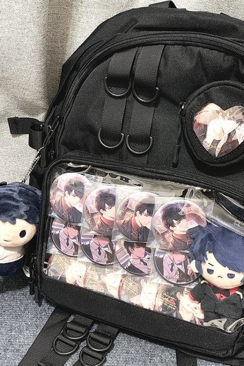 Large White Kawaii Ita Backpack with Clear Window and Included Insert for Pin Display