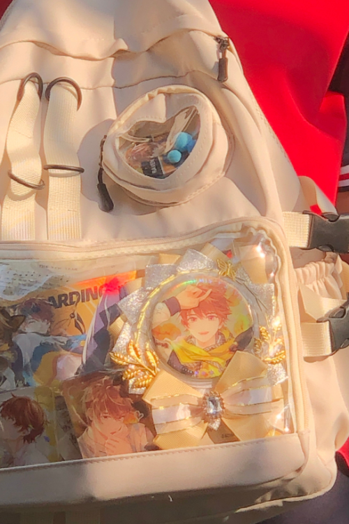 Large White Kawaii Ita Backpack with Clear Window and Included Insert for Pin Display