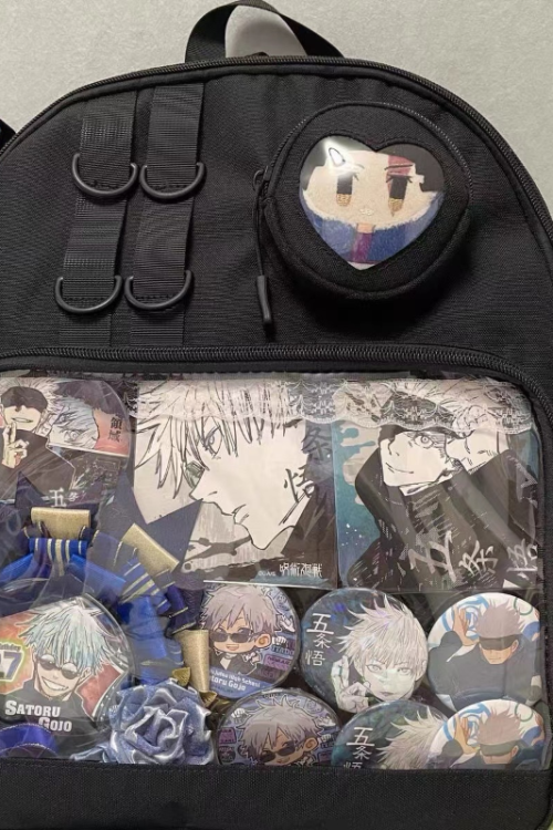 Large White Kawaii Ita Backpack with Clear Window and Included Insert for Pin Display