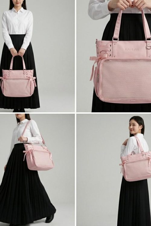 Large White Kawaii Y2K Ita Backpack with Clear Window for Plushies and Pins