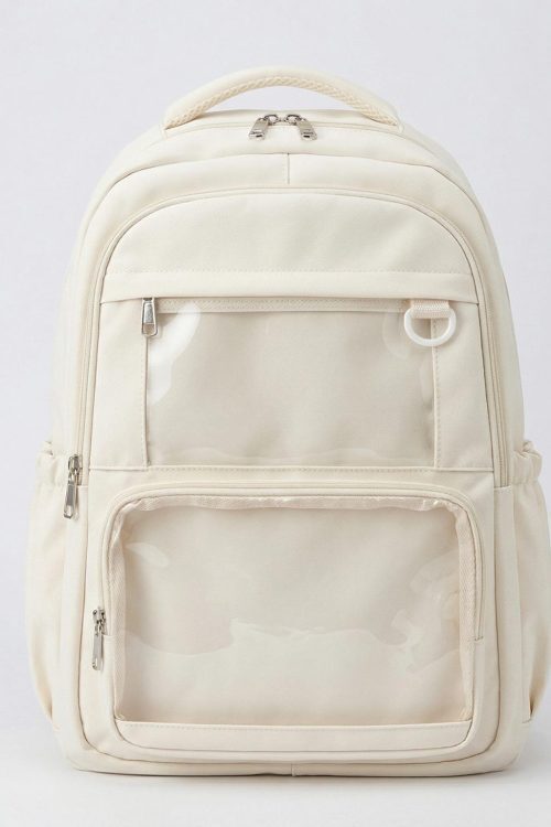 Large Yellow Kawaii Y2K Ita Backpack with Clear Window for Photocards and Pins