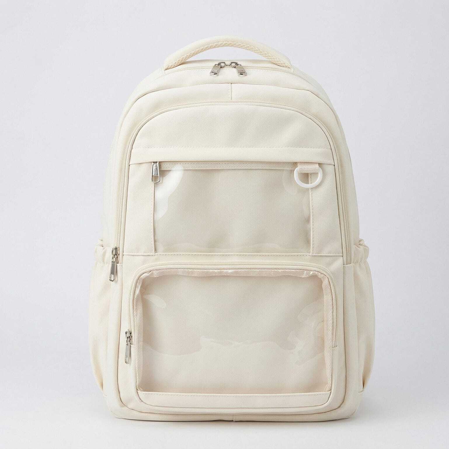 Large Yellow Kawaii Y2K Ita Backpack with Clear Window for Photocards and Pins Large Yellow Kawaii Y2K Ita Backpack with Clear Window for Photocards and Pins