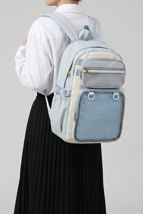 Large Yellow Kawaii Y2K Ita Backpack with Clear Window for Photocards and Pins