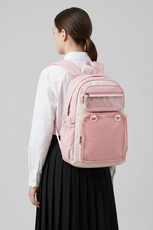 Large Yellow Kawaii Y2K Ita Backpack with Clear Window for Photocards and Pins