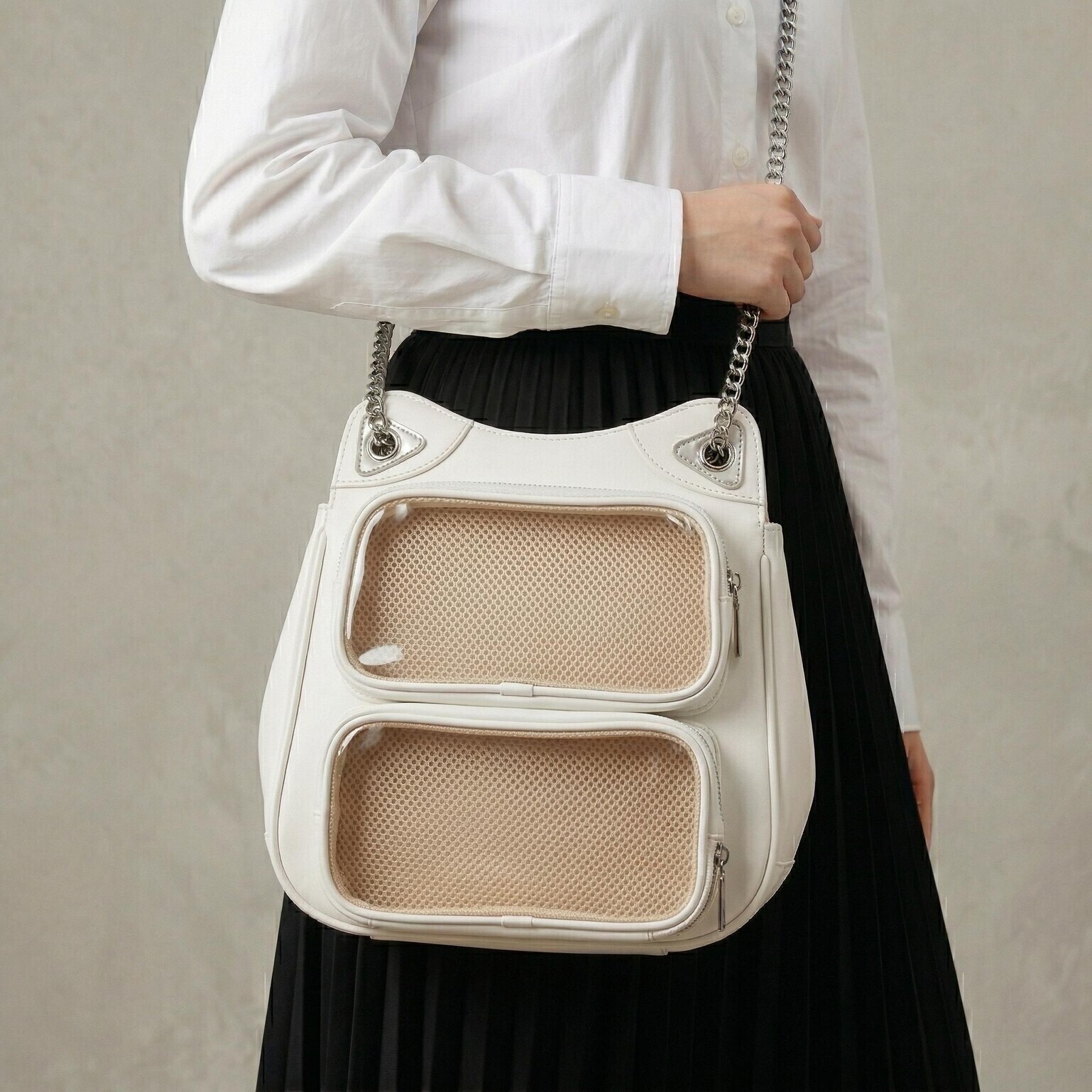 Large Yellow Kawaii Y2K Ita Backpack with Clear Window for Photocards and Pins Large Yellow Kawaii Y2K Ita Backpack with Clear Window for Photocards and Pins