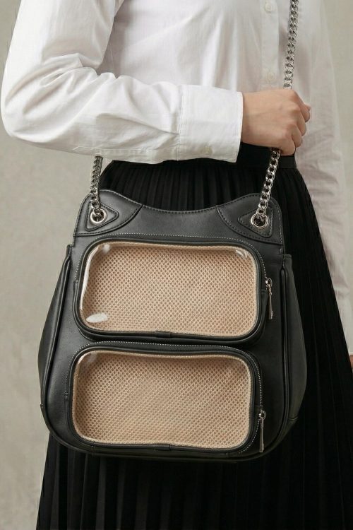 Large Yellow Kawaii Y2K Ita Backpack with Clear Window for Photocards and Pins