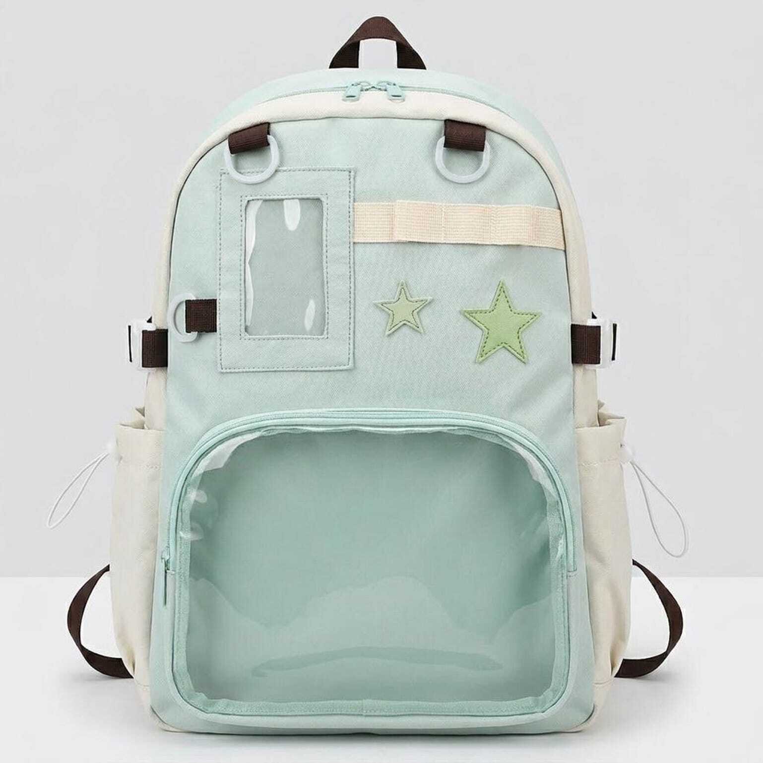 Large Yellow Kawaii Y2K Ita Backpack with Clear Window for Photocards and Pins Large Yellow Kawaii Y2K Ita Backpack with Clear Window for Photocards and Pins